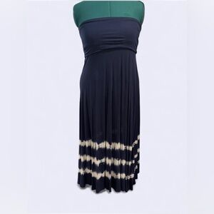 Versatile Convertible Navy and Cream Strapless Dress or Maxi Skirt